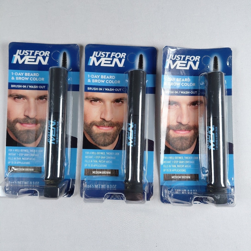 Lot Of 3 Just For Men 1 Day Beard & Brow Color Medium Brown Sealed Dye 3X